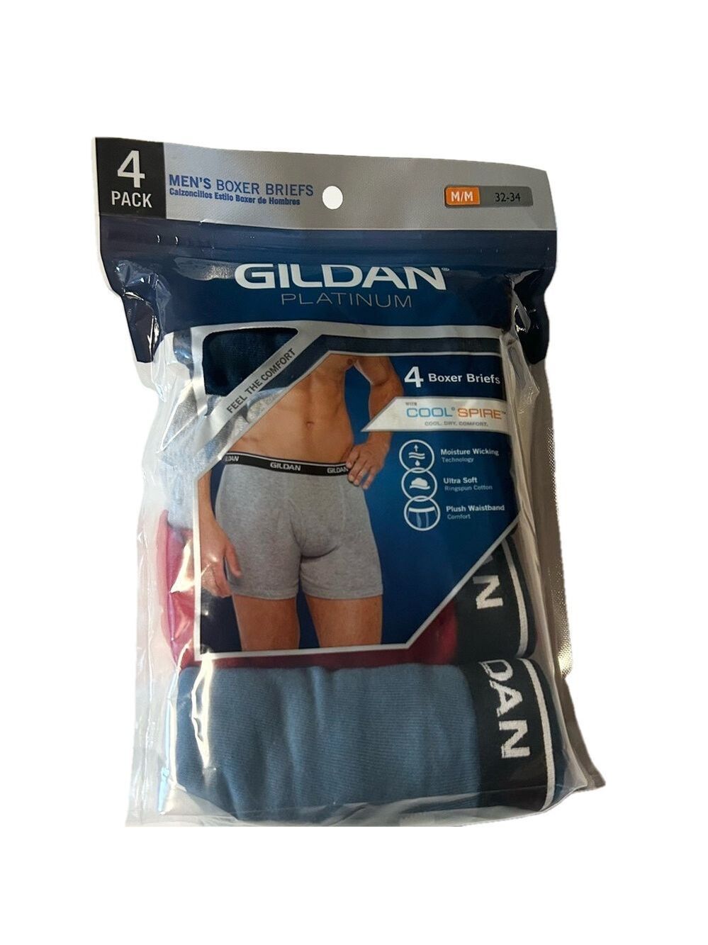 Gildan 4 Pairs of Boxer Briefs Medium 32-34 NEW